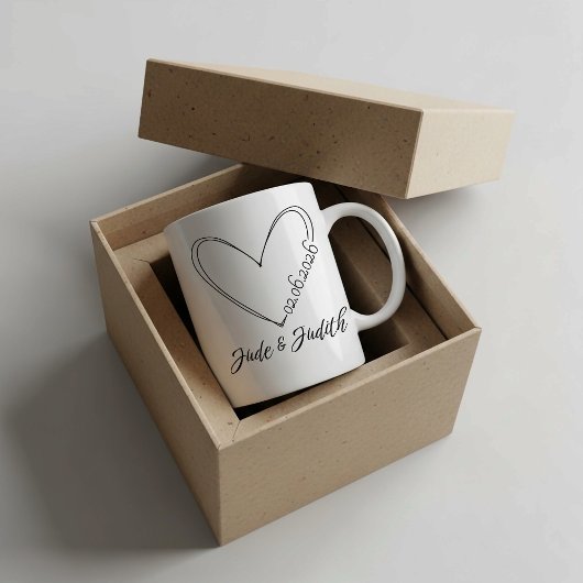 Persoonlijke doodle hart trouw koffiemok