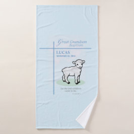 Persoonlijke doopgave voor achterkleinzoon in het  badhanddoek