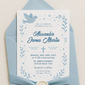 Persoonlijke doopuitnodiging met duif en ster kaart