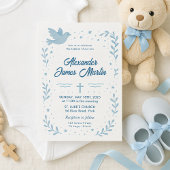 Persoonlijke doopuitnodiging met duif en ster kaart