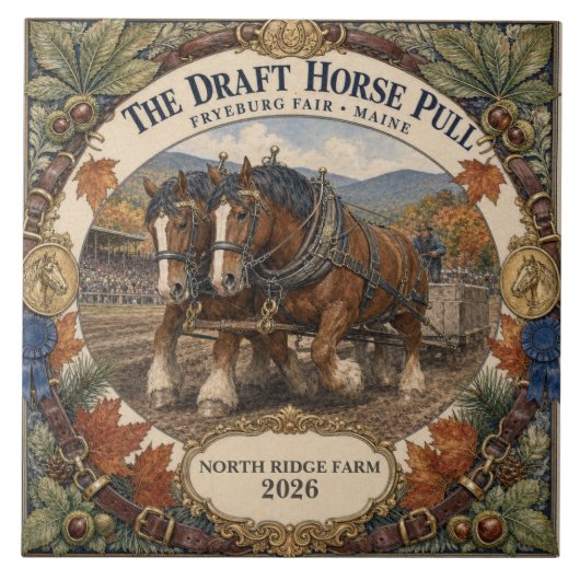 Persoonlijke Draft Horse Pull Fryeburg Fair Maine Tegeltje (Voorkant)