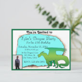 Persoonlijke Dragon Birthday Party nodigt uit met  Kaart (Staand voorkant)