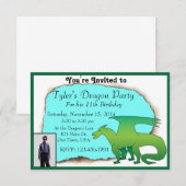 Persoonlijke Dragon Birthday Party nodigt uit met  Kaart (Voorkant / Achterkant)