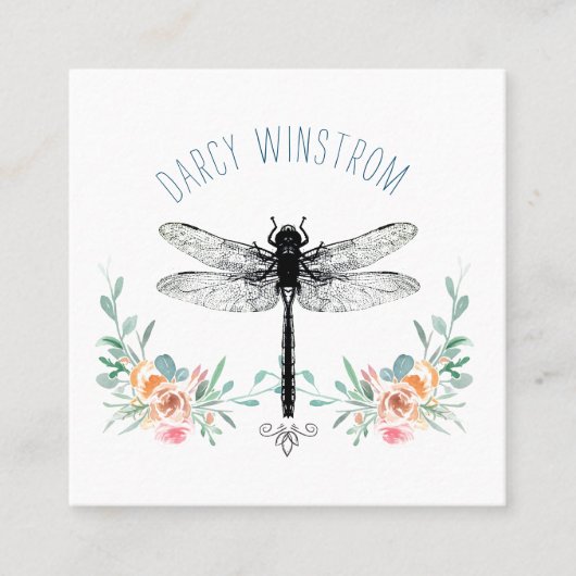 Persoonlijke Dragonfly Floral Calling Card Contactkaartje (Voorkant)