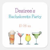 Persoonlijke drankjes voor vrijgezellenfeestje met vierkante sticker (Voorkant)