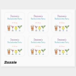 Persoonlijke drankjes voor vrijgezellenfeestje met vierkante sticker