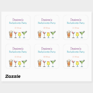 Persoonlijke drankjes voor vrijgezellenfeestje met vierkante sticker