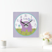 Persoonlijke Dreamweaver Elephant Nursery Clock Vierkante Klok (Huis)