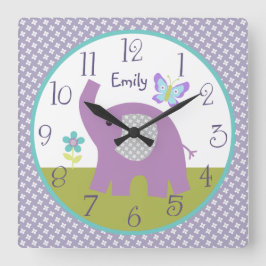 Persoonlijke Dreamweaver Elephant Nursery Clock Vierkante Klok