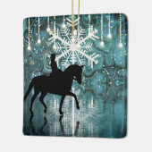 Persoonlijke Dressage Horse Winter Night Snowflake Keramisch Ornament (Links)
