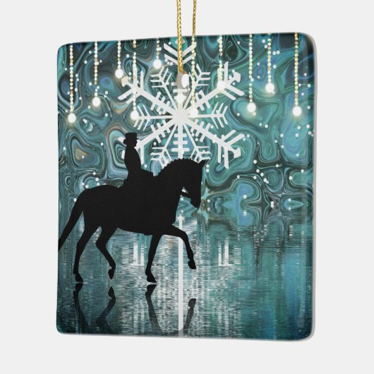 Persoonlijke Dressage Horse Winter Night Snowflake Keramisch Ornament (Links)