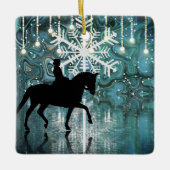 Persoonlijke Dressage Horse Winter Night Snowflake Keramisch Ornament (Voorkant)
