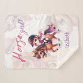 Persoonlijke Dressuur Ruiter Paard Meisje Sherpa Deken (Voorkant (horizontaal))