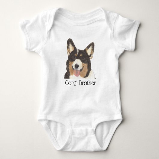 Persoonlijke driekleurige Corgi-hond met zwarte ko Romper (Voorkant)