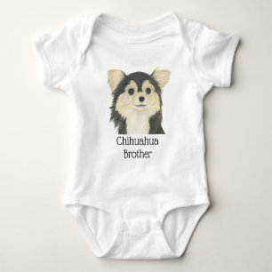 Persoonlijke driekleurige langharige Chihuahua-hon Romper