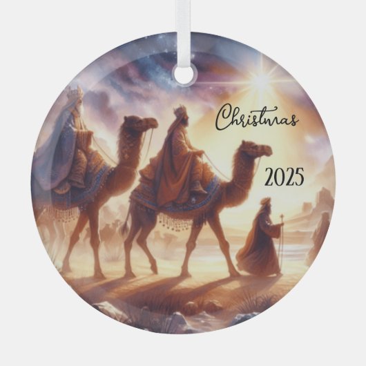 Persoonlijke Driekoningen Karavaan Glas Ornament (Voorkant)