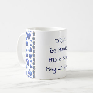 Persoonlijke Drink, blauw glitter hart op het wit Koffiemok