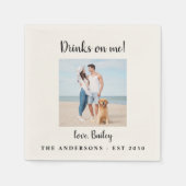 Persoonlijke Drinken op mijn hond Foto Pet Wedding Servet (Voorkant)