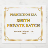 Persoonlijke Droogleggingstijdperk Speakeasy Privé Sparkling Wijnetiket (Enkel label)