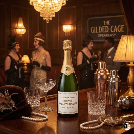 Persoonlijke Droogleggingstijdperk Speakeasy Privé Sparkling Wijnetiket