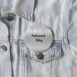 Persoonlijke druipende glitters zilveren bruidsmei ronde button 7,6 cm