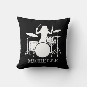 Persoonlijke Drummer Girl   Drums Drummer Cadeau Kussen