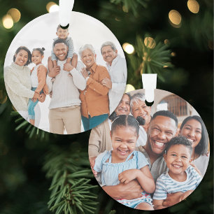 Persoonlijke dubbelzijdige kerstfoto van familie m ornament