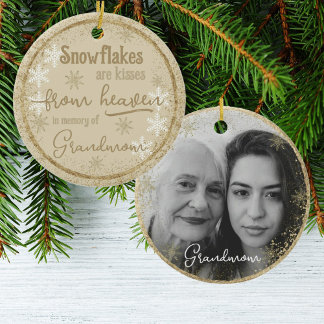 Persoonlijke dubbelzijdige Memory Snowflake Foto Keramisch Ornament
