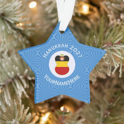 Persoonlijke Duitse Engel Hanukkah Vlag Ornament (Boom)