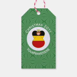 Persoonlijke Duitse engel kerst vlag Cadeaulabel
