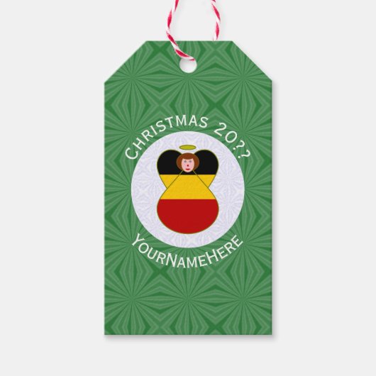 Persoonlijke Duitse engel kerst vlag Cadeaulabel (Voorkant)