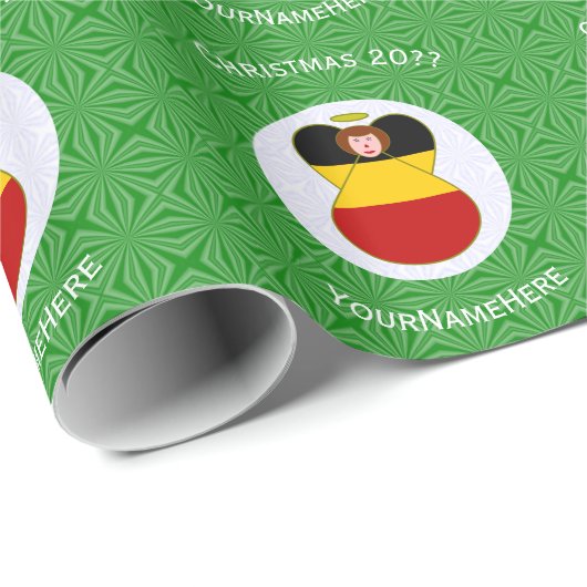 Persoonlijke Duitse engel kerst vlag Cadeaupapier (Rol Hoek)