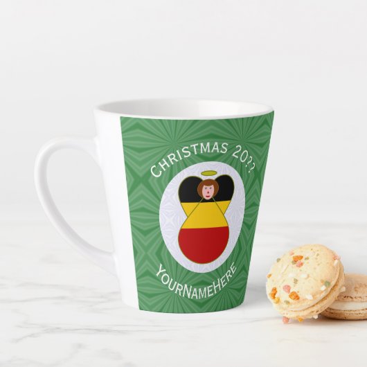 Persoonlijke Duitse engel kerst vlag Latte Mok (In situ)