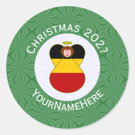Persoonlijke Duitse engel kerst vlag Ronde Sticker