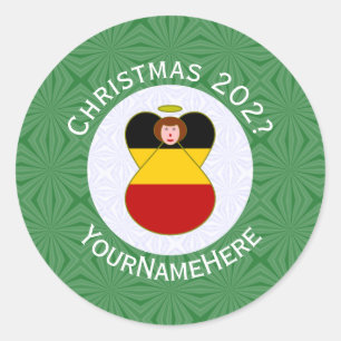 Persoonlijke Duitse engel kerst vlag Ronde Sticker