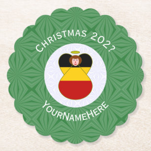 Persoonlijke Duitse engel Kerstmis vlag Kartonnen Onderzetters