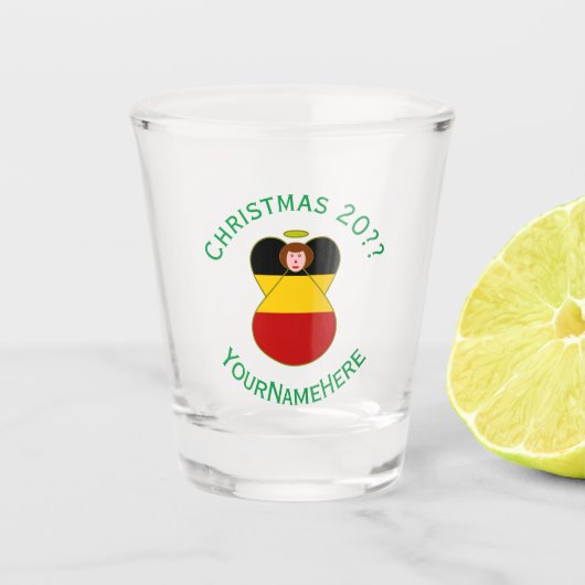Persoonlijke Duitse engel Kerstmis vlag Shot Glas (Voorkant)