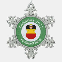 Persoonlijke Duitse engel Kerstmis vlag Tin Sneeuwvlok Ornament