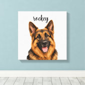 Persoonlijke Duitse Herdershond Canvasprint Canvas Afdruk (Insitu (Houten vloer))