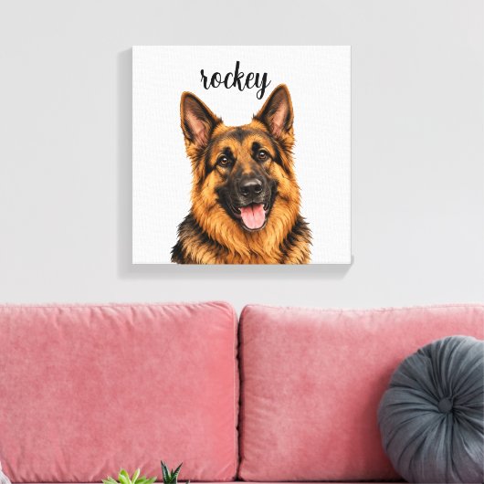 Persoonlijke Duitse Herdershond Canvasprint Canvas Afdruk (Insitu (Woonkamer))
