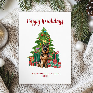 Persoonlijke Duitse Herdershond Familie Kerstmis Feestdagenkaart