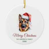Persoonlijke Duitse Herdershond Kerst Keramisch Ornament (Voorkant)