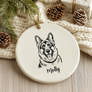 Persoonlijke Duitse Herdershond Kerstmis Keramisch Ornament