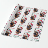 Persoonlijke Duitse herdershond met kerstmuts Cadeaupapier (Uitgerold)