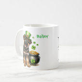 Persoonlijke Duitse Herdershond St. Patty's Dag Koffiemok (Voorkant links)