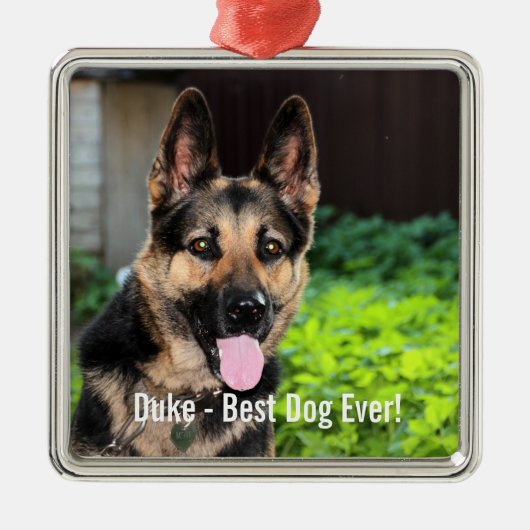 Persoonlijke Duitse Shepherd Dog Foto, naam van ho Metalen Ornament (Voorkant)