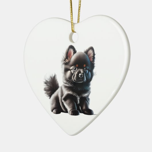 Persoonlijke Duitse Spitz Puppy Keramisch Ornament (Links)