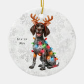 Persoonlijke Duitse Staande Pointer Kerstmis Keramisch Ornament (Voorkant)