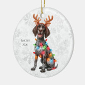 Persoonlijke Duitse Staande Pointer Kerstmis Keramisch Ornament (Links)