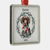 Persoonlijke Duitse Staande Pointer Kerstmis Metalen Ornament (Rechts)